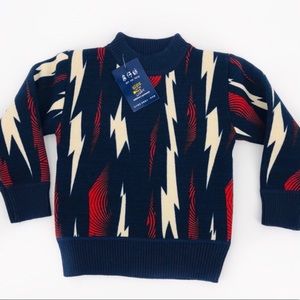 NWT Boys Geometric Navy L/S Knit Sweater